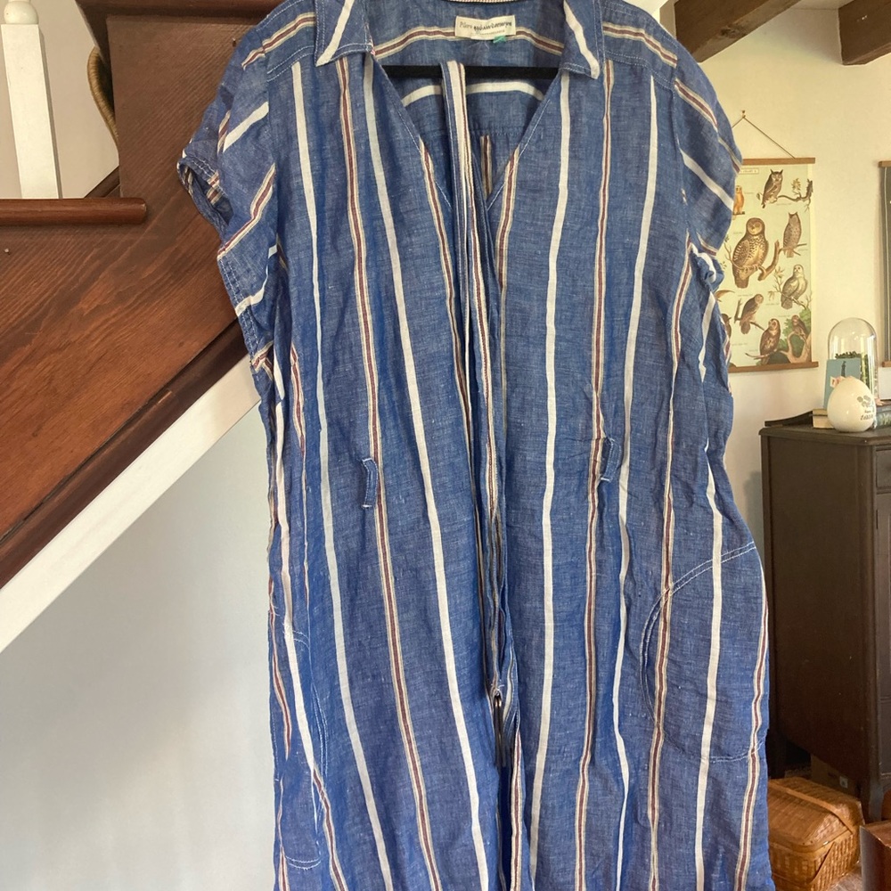 Blue and White Striped Dress